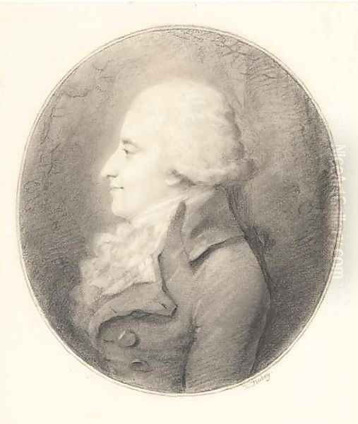 Portrait of a man in profile to the left, said to be Louis-Antoine de Saint-Just Oil Painting by Jean-Baptiste Isabey