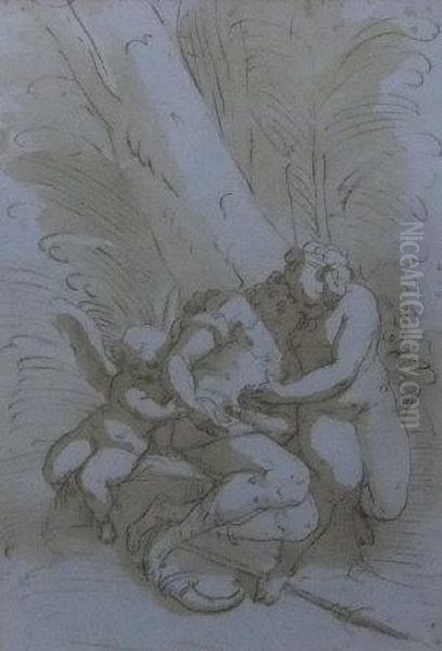 Angelica And Medoro Oil Painting by Luca Cambiaso