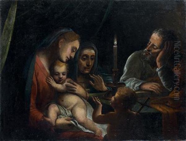 La Sainte Famille Avec Sainte Elisabeth Et Saint Jean-baptiste Oil Painting by Luca Cambiaso