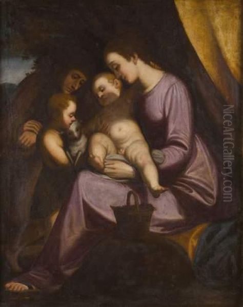 Vierge A L'enfant Entouree De Sainte Elisabeth Et De Saint
Jean-baptiste Oil Painting by Luca Cambiaso