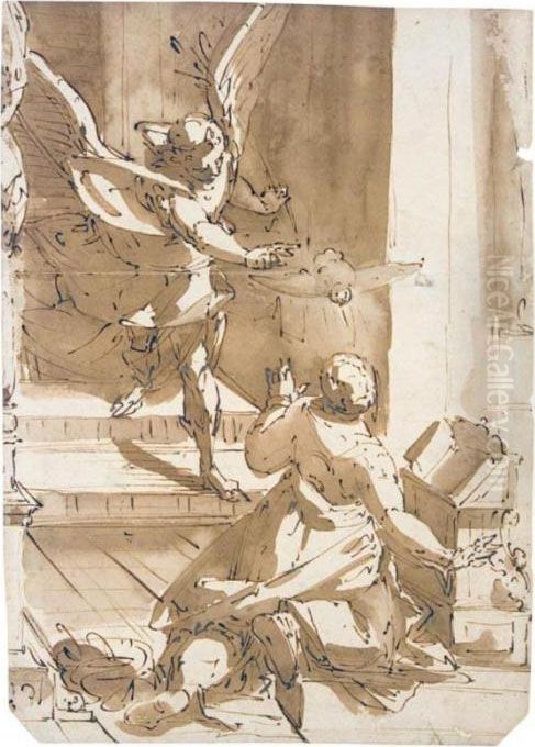 The Annunciation Oil Painting by Luca Cambiaso