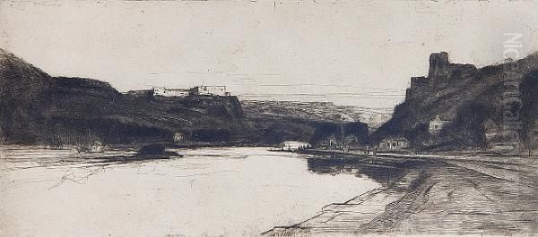 Two Views Of Scottish Lochs Oil Painting by David Young Cameron