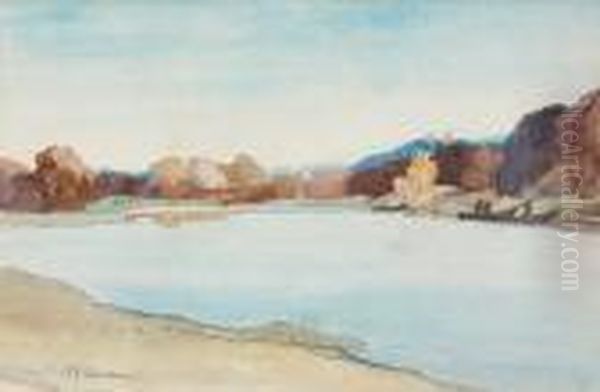 Autumn River Scene Oil Painting by David Young Cameron