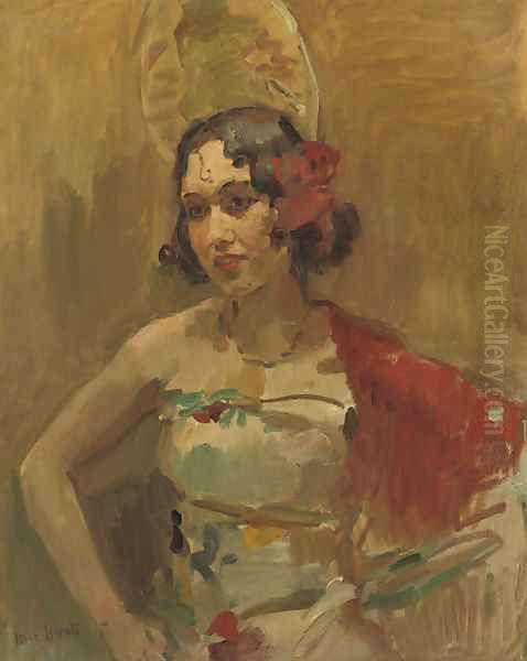 Danseres met roode sjaal a Spanish beauty Oil Painting by Isaac Lazarus Israels