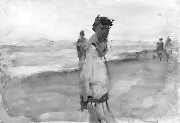 Elegant ladies on the beach of Viareggio Oil Painting by Isaac Lazarus Israels
