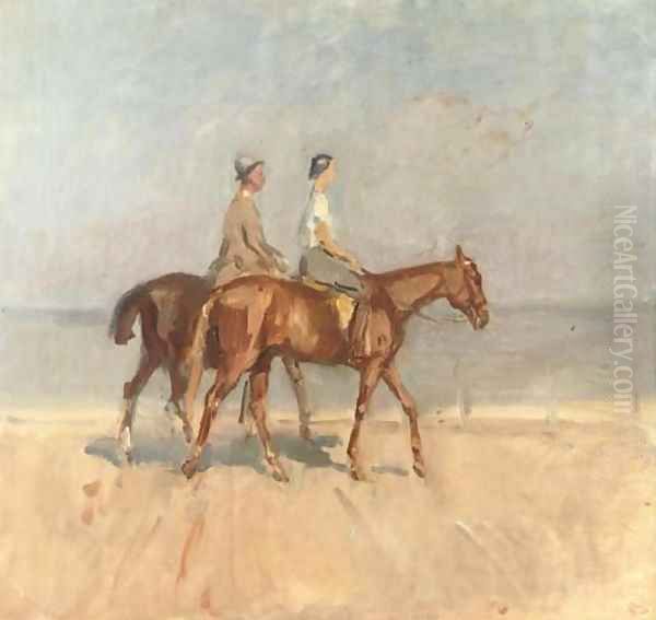 An afternoon ride on Scheveningen beach Oil Painting by Isaac Lazarus Israels