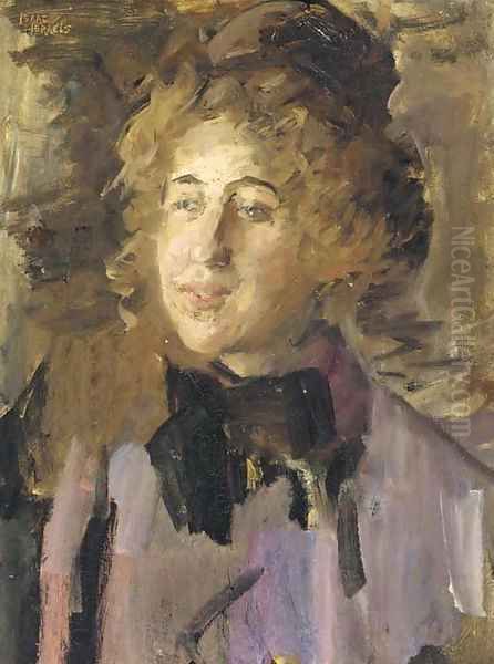 Dame in violet a lady in violet Oil Painting by Isaac Lazarus Israels
