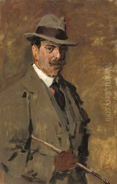 Portrait of a gentleman holding a riding-crop Oil Painting by Isaac Lazarus Israels