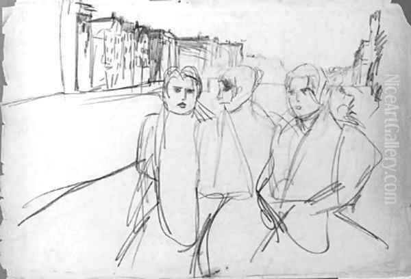 Three waspitten along a canal Oil Painting by Isaac Lazarus Israels