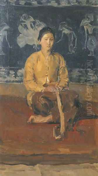 A Javanese woman seated Oil Painting by Isaac Lazarus Israels