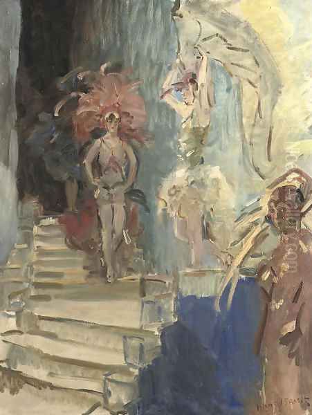 Revue girls at Scala, The Hague Oil Painting by Isaac Lazarus Israels