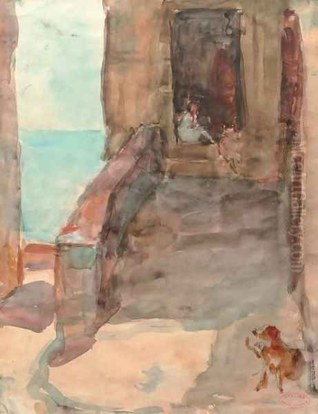 Sitting on the steps Oil Painting by Isaac Lazarus Israels