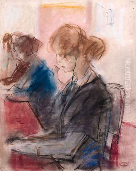 Telephone-operators Oil Painting by Isaac Lazarus Israels