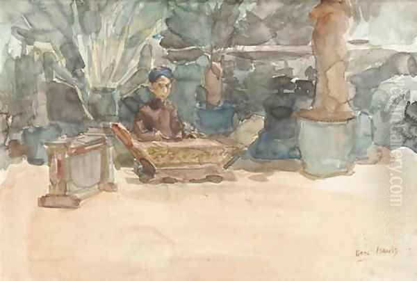 The Gamalan player Oil Painting by Isaac Lazarus Israels
