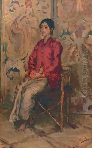 Zittend Javaantje a Javanese beauty Oil Painting by Isaac Lazarus Israels