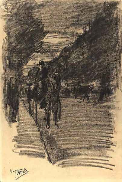 A horse-drawn carriage in a park Oil Painting by Isaac Lazarus Israels