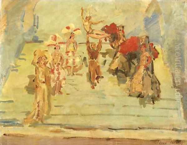 A revue-dance at the Scala theatre, The Hague Oil Painting by Isaac Lazarus Israels