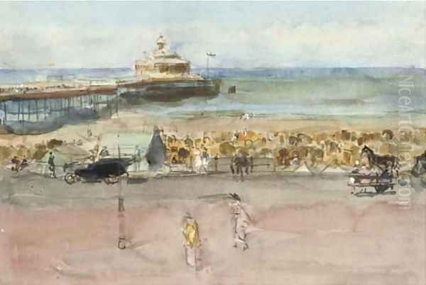 A sunny day on Scheveningen boulevard Oil Painting by Isaac Lazarus Israels