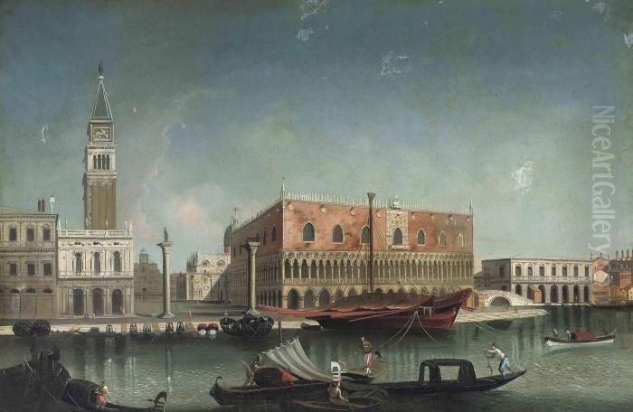 The Bacino Di San Marco, Venice,
 Looking East, With The Zecca, Thelibreria, The Piazzetta Of Saint Mark 
And The Ducal Palace Oil Painting by (Giovanni Antonio Canal) Canaletto