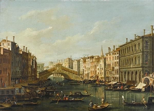 The Grand Canal, Venice, With 
The Rialtobridge Seen From The South And The Palazzo Dolfin Manin And 
Thefondamenta Del Vin Oil Painting by (Giovanni Antonio Canal) Canaletto
