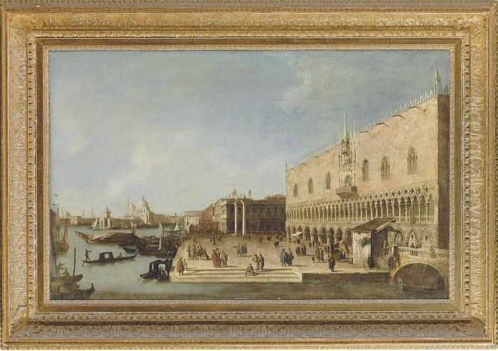 The Riva Degli Schiavoni, 
Venice, With The Doge's Palace And Santamaria Della Salute Beyond Oil Painting by (Giovanni Antonio Canal) Canaletto