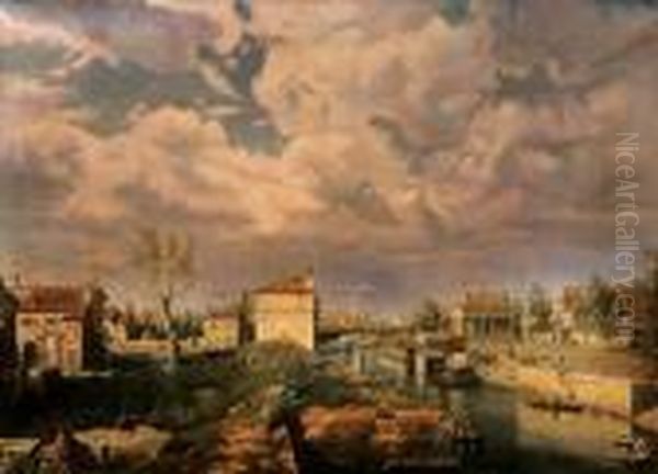 Veduta Del Portello A Padova Oil Painting by (Giovanni Antonio Canal) Canaletto