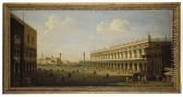 A View Of The Piazzetta, Venice,
 Looking South, With The Basilica Of San Giorgio Maggiore Beyond Oil Painting by (Giovanni Antonio Canal) Canaletto