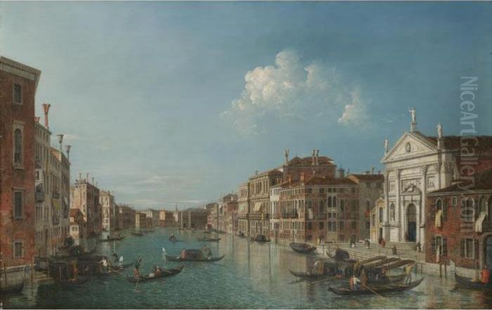 Venice, A View Of The Grand 
Canal Looking South-east With The Church Of San Stae And The Fabbriche 
Nuove Oil Painting by (Giovanni Antonio Canal) Canaletto