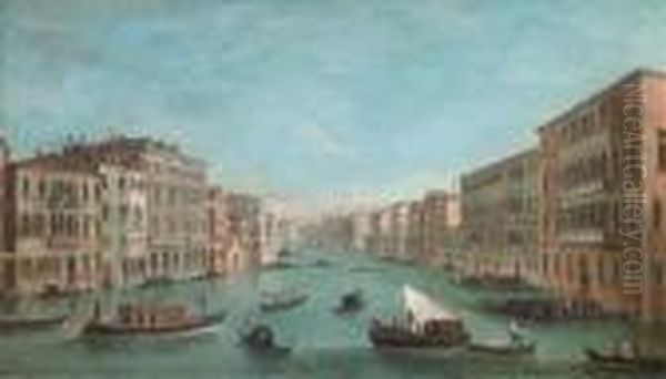 The Grand Canal Looking South 
From The Palazzo Foscari And Thepalazzo Moro-lin To Santa Maria Della 
Carita Oil Painting by (Giovanni Antonio Canal) Canaletto