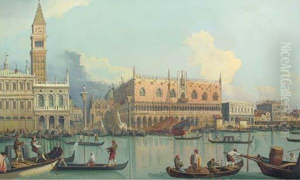 The Molo And The Palazzo Ducale, Venice Oil Painting by (Giovanni Antonio Canal) Canaletto