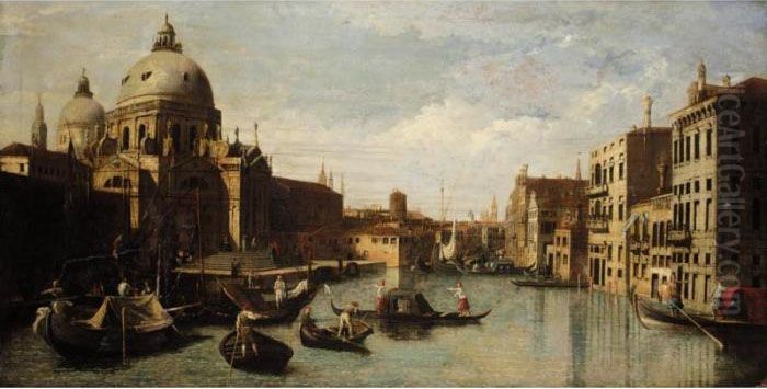 Venice, A View Of The Entrance 
Of The Grand Canal With The Church Of Santa Maria Della Salute, Looking 
West Oil Painting by (Giovanni Antonio Canal) Canaletto