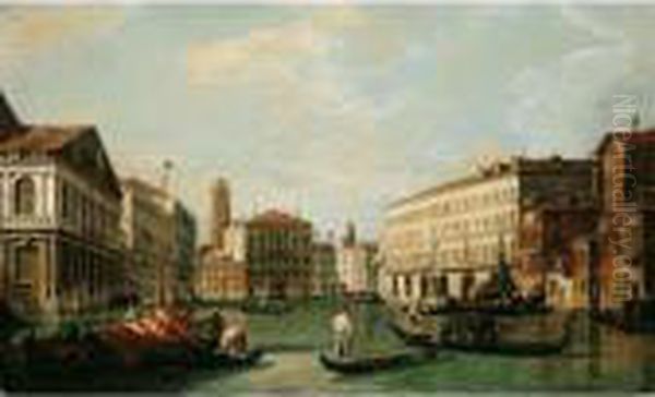 Venice, A View Of The Grand 
Canal Looking North From The Palazzo Rezzonico Towards The Palazzo Balbi Oil Painting by (Giovanni Antonio Canal) Canaletto