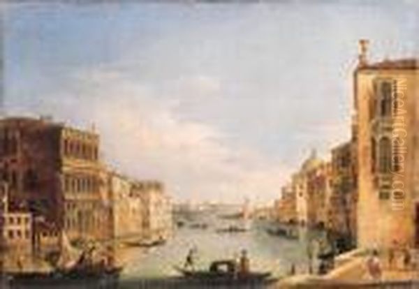 A View On The Canal Grande In Venice From The Campo Di San Vio Oil Painting by (Giovanni Antonio Canal) Canaletto