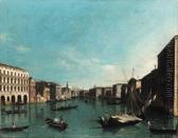 The Grand Canal, Venice, Looking
 South From The Palazzi Foscari Andmoro-lin To The Church Of Santa Maria
 Della Carita Oil Painting by (Giovanni Antonio Canal) Canaletto