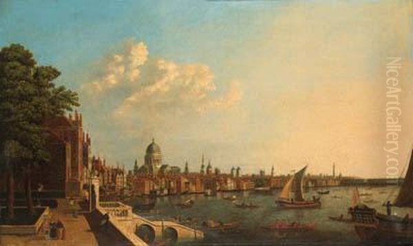 Views From The Terrace Of Somerset House Oil Painting by (Giovanni Antonio Canal) Canaletto