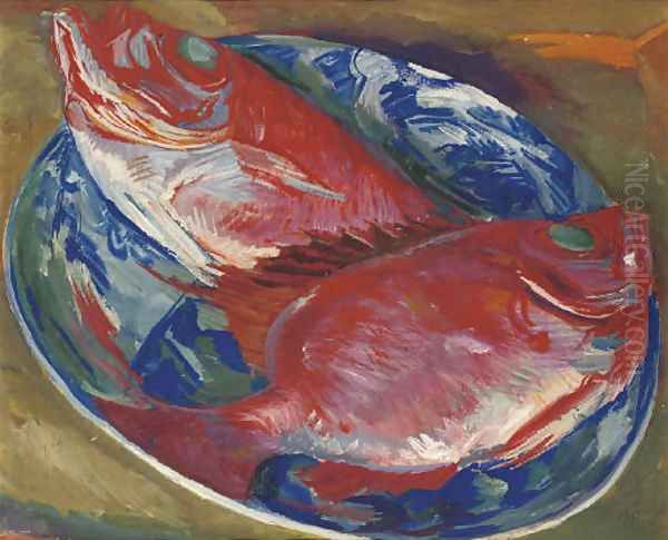 Still life with fish Oil Painting by Aleksandr Evgen'evich Iakovlev