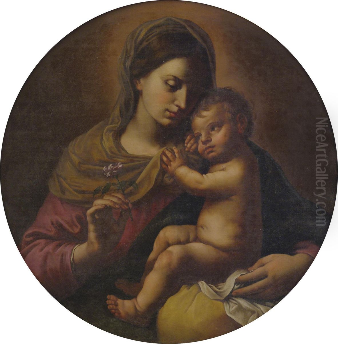 Madonna And Child Oil Painting by Simone Cantarini (Pesarese)
