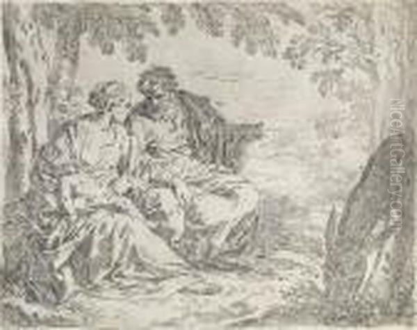 The Rest On The Flight Into Egypt Oil Painting by Simone Cantarini (Pesarese)