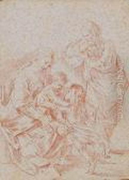 Holy Family With Saint John The Baptist Oil Painting by Simone Cantarini (Pesarese)