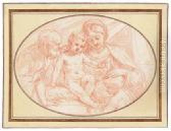 The Holy Family With The Infant Baptist Oil Painting by Simone Cantarini (Pesarese)