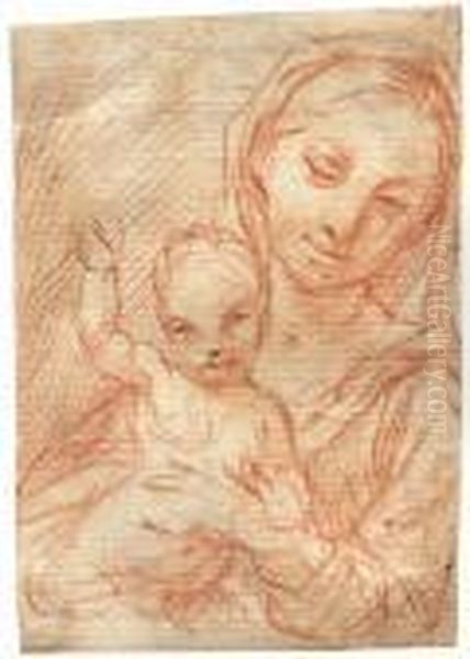 Maria Mit Kind Oil Painting by Simone Cantarini (Pesarese)