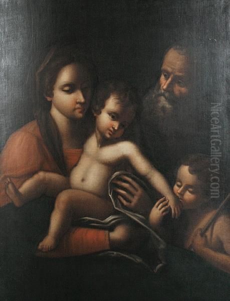The Holy Family Oil Painting by Simone Cantarini (Pesarese)
