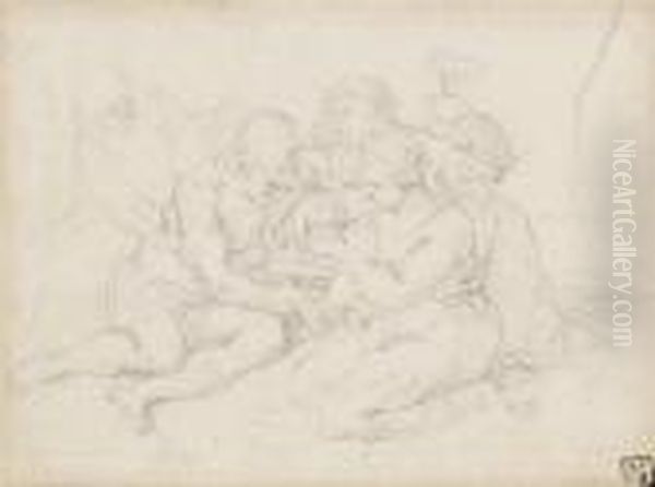 Lot And His Daughters Oil Painting by Simone Cantarini (Pesarese)