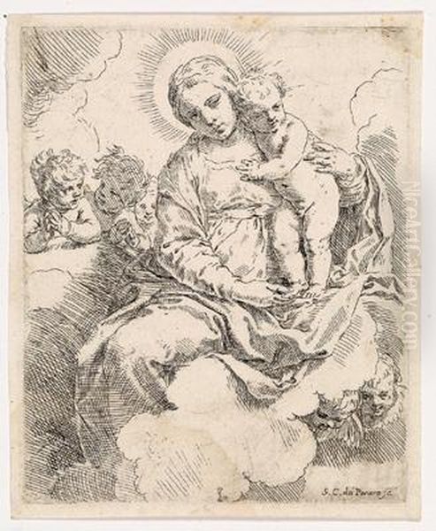 Madonna Und Kind In Der Glorie Oil Painting by Simone Cantarini (Pesarese)