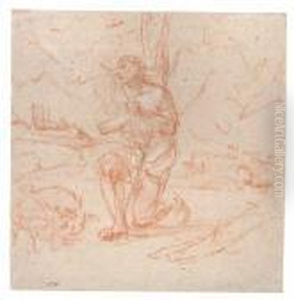 St. John The Baptist In The Wilderness Oil Painting by Simone Cantarini (Pesarese)