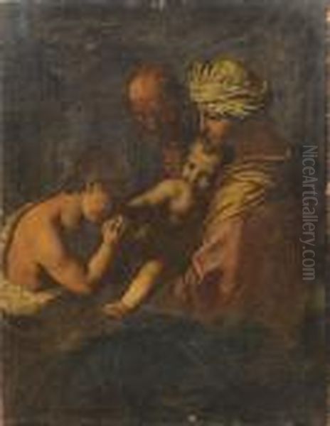 The Holy Family With The Infant Saint John The Baptist Oil Painting by Simone Cantarini (Pesarese)