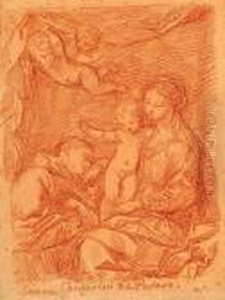 La Vierge Et L'enfant Avec Saint Antoine De Padoue Oil Painting by Simone Cantarini (Pesarese)