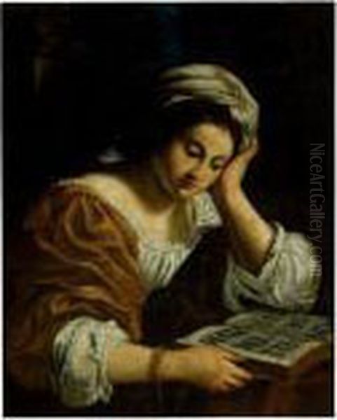 A Sibyl Oil Painting by Simone Cantarini (Pesarese)