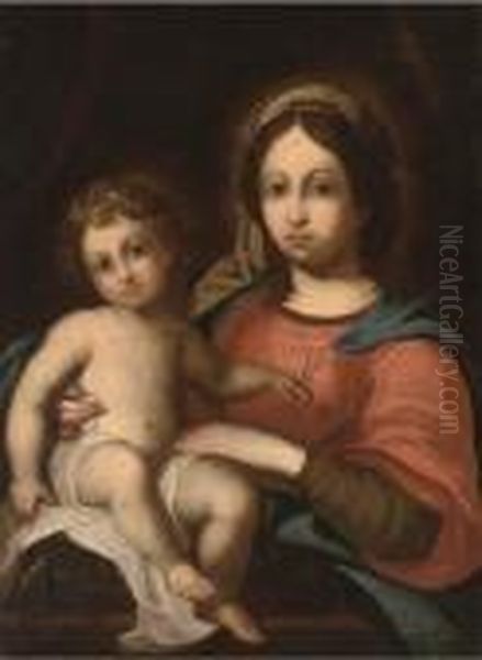 The Madonna And Child Oil Painting by Simone Cantarini (Pesarese)