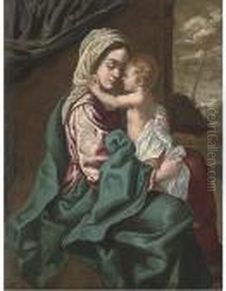 The Madonna And Child Oil Painting by Simone Cantarini (Pesarese)